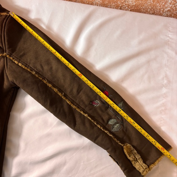 Outback Trading Co Shearling Western Jacket Embroidered Sleeves Brown Size Small - Picture 14 of 16